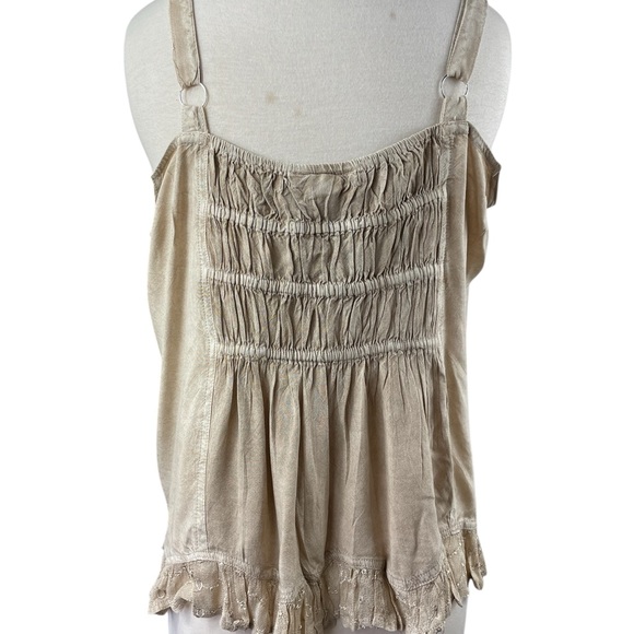 Cute Options Boho Cottagecore Tan Embroidered Tank/Camisole top, Size M - NWT - Picture 4 of 8